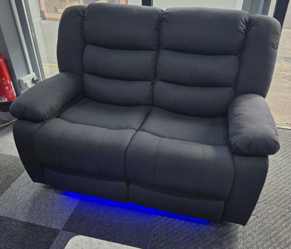 Roma Fabric Electric Recliner Sofa 2 Seater With USB Ports and LED Lights