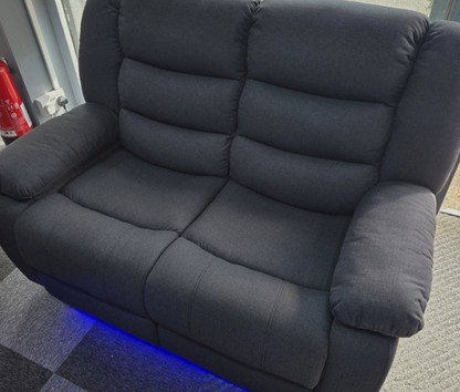 Roma Fabric Electric Recliner Sofa 2 Seater With USB Ports and LED Lights