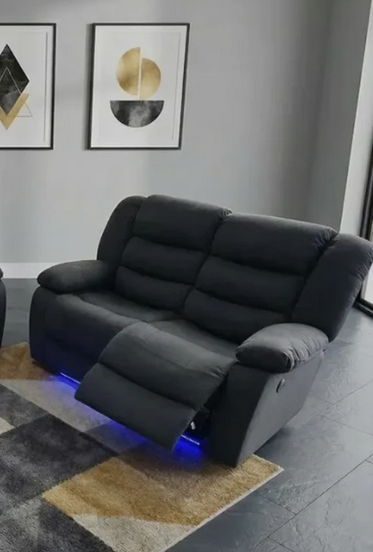 Roma Fabric Electric Recliner Sofa 2 Seater With USB Ports and LED Lights