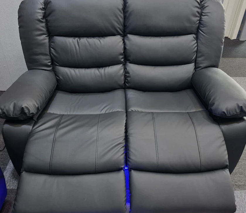 Roma Leather Electric Recliner 2 Seater Sofa with LED Lights