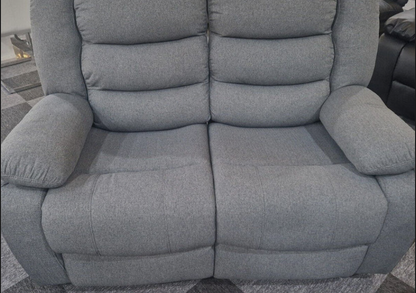 Roma Fabric Reclining Sofa, Grey Fabric, 3+2 Seater with Cup Holders