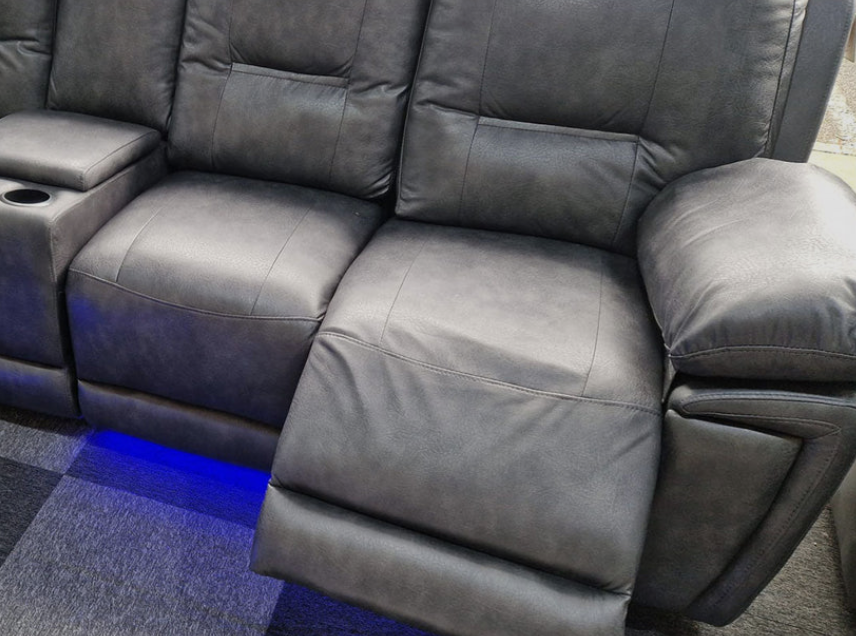 Sara Leather Electric Recliner Corner Sofa in Grey