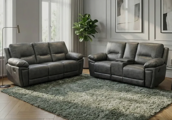 Sara Leather Electric Recliner 3+2 Seater Sofa Set with LED Lights, USB Ports and Cup Holders