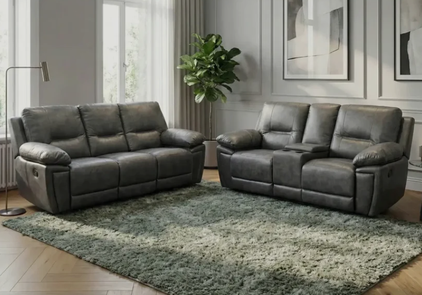 Sara Leather Electric Recliner 3 Seater Sofa with LED Lights, USB Ports and Cup Holders