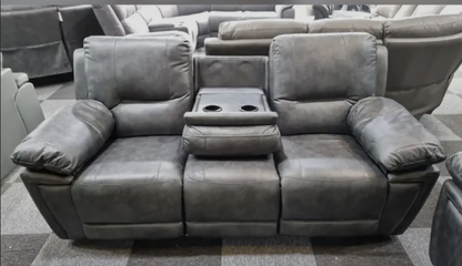 Sara Leather Electric Recliner 3 Seater Sofa with LED Lights, USB Ports and Cup Holders
