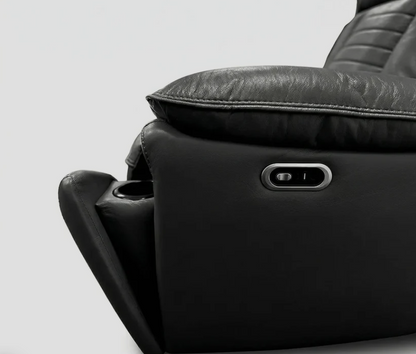 Savilla Electric Leather Recliner 3 Seater Sofa with Cup Holders, USB & Type-C Charging Ports, LED Lighting & Wireless Charging