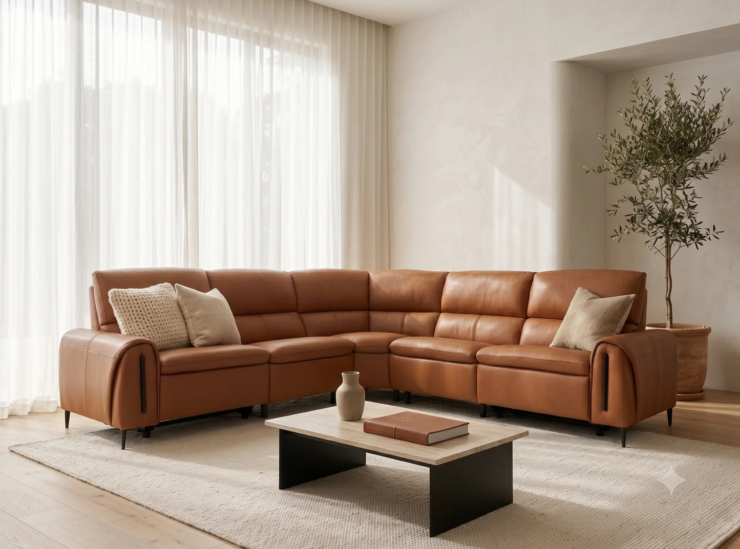 Atlas Electric Recliner Leather Corner Sofa