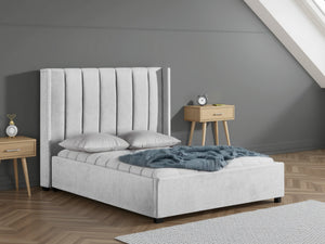 Amber Double Bed Frame Grey with Integrated Headboard and Under-Bed Storage