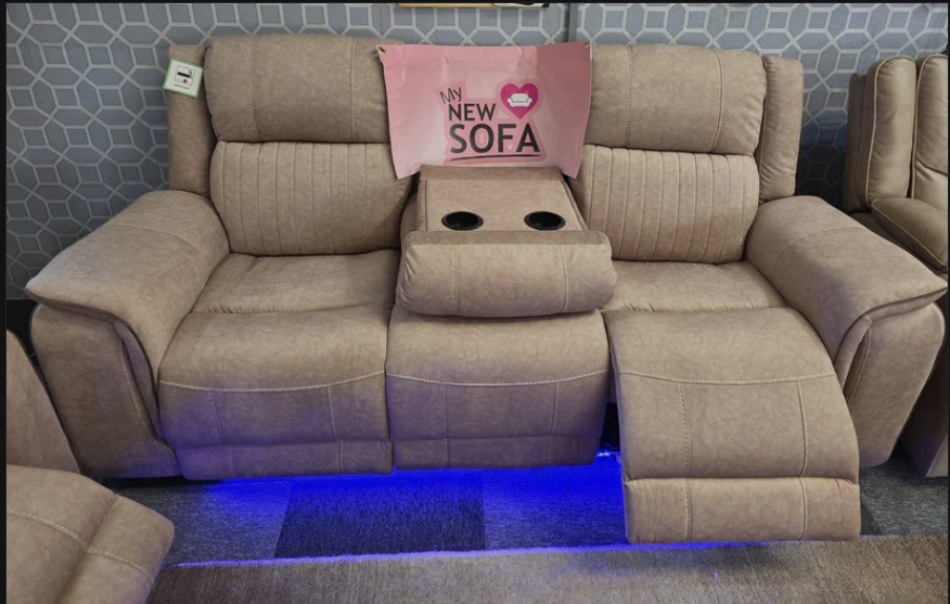 Hannah Electric Recliner 3 Seater Micro Fibre Sofa