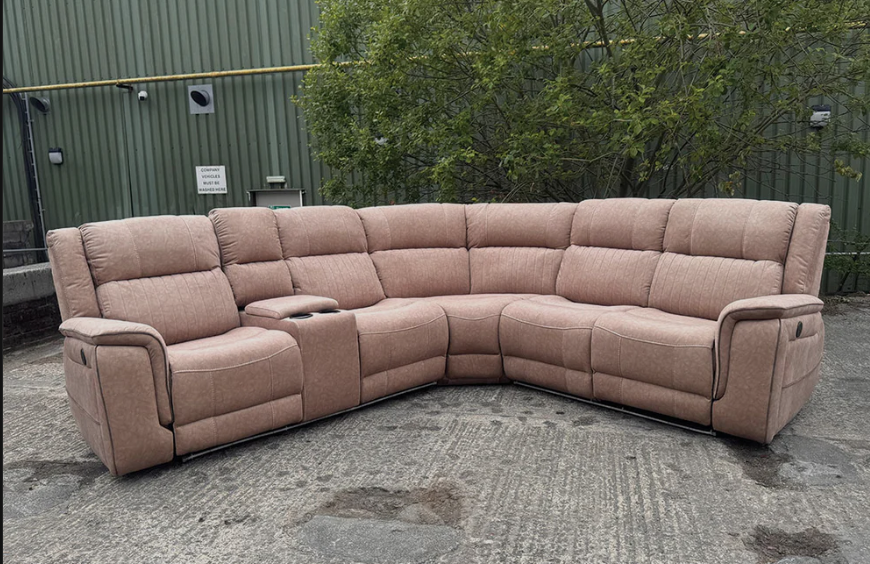 Hannah Electric Corner Sofa Micro Fibre Fabric with Cupholders and Storage