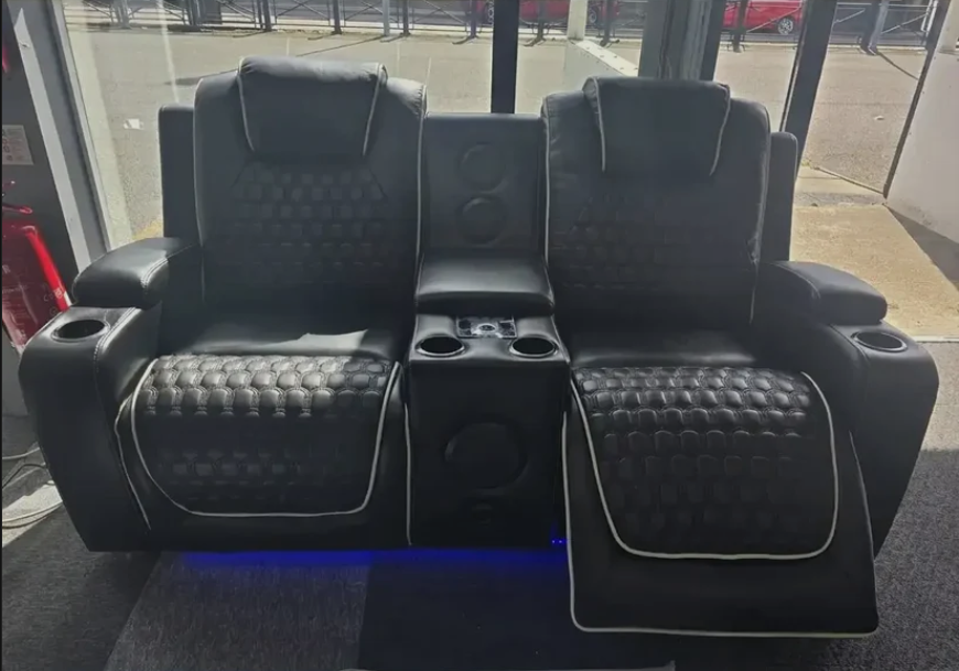 Malaga Leather 2 Seater Electric Recliner Sofa With Cupholders and Speakers