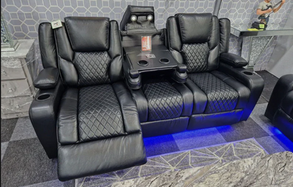 Orlando Electric Recliner 3-Seater Leather Sofa with LED Lights, USB & Wireless Charging