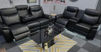 Parada Leather Electric Recliner Sofa 3+2 Seater with Bluetooth, USB, C-Type, LED Lighting and Cooling Cup Holders