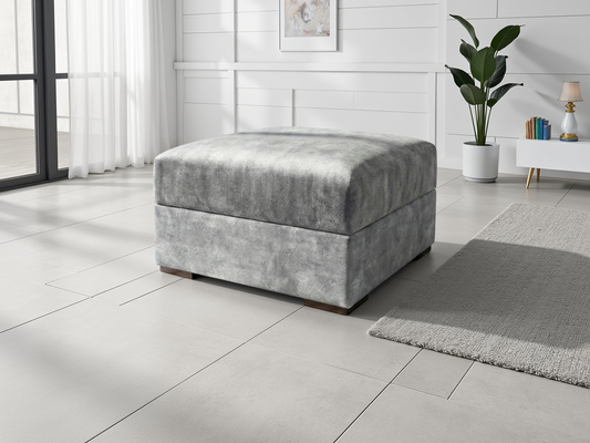 Serena Elegant Grey Fabric Footstool Ottoman for Living Room Comfort
