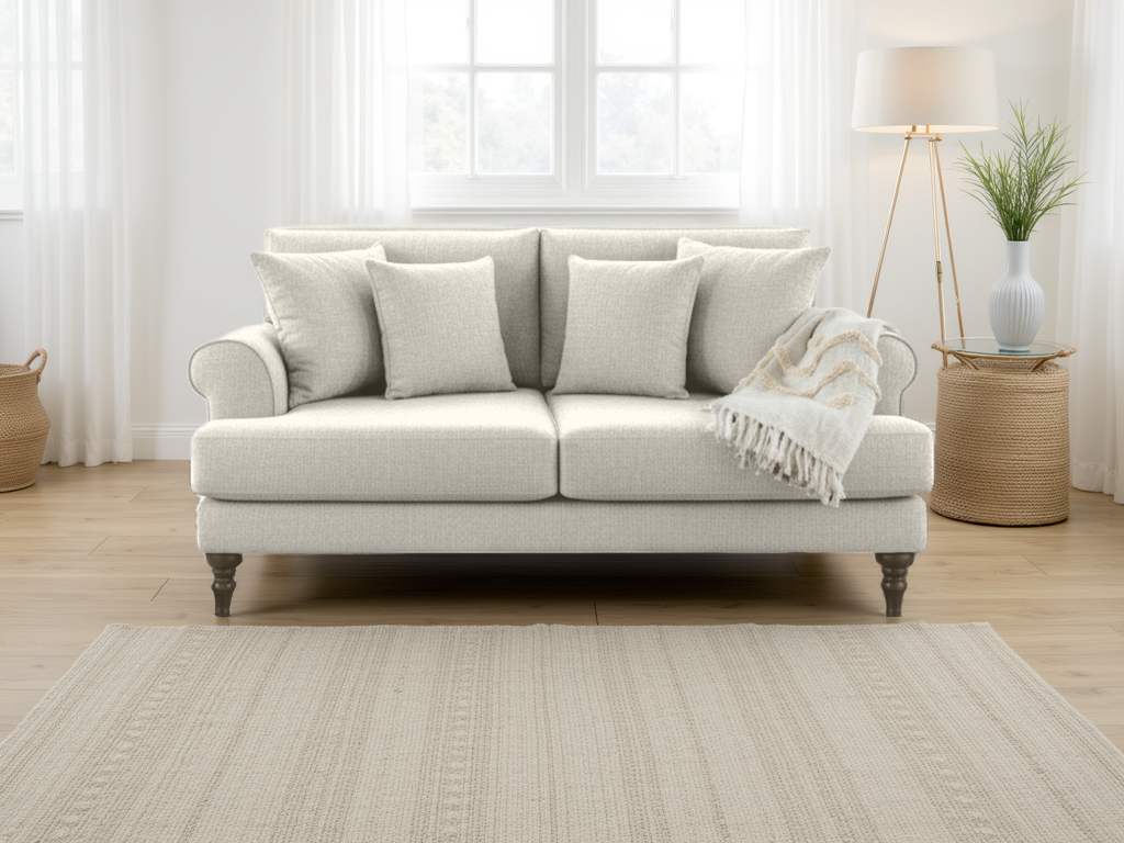 Comfortable Summer Legacy Beige Two-Seater Sofa with Anti-Slip Cushions