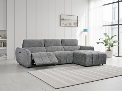 Luxurious Turin Electric Recliner Corner Sofa Charcoal Right Hand Configuration