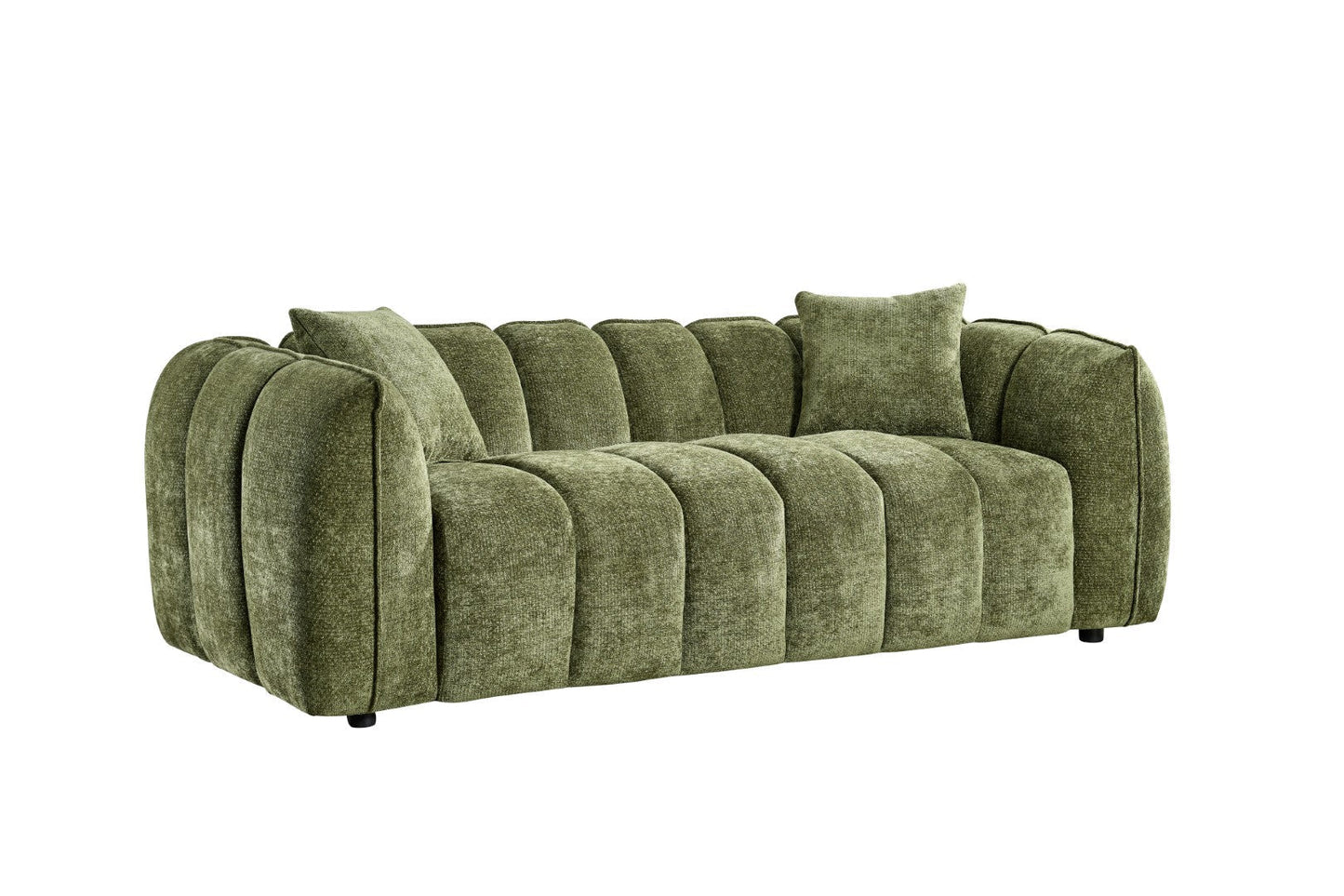 Luxurious Venice Olive Green Velvet 3-Seater Sofa - Tufted Design, Deep Cushions