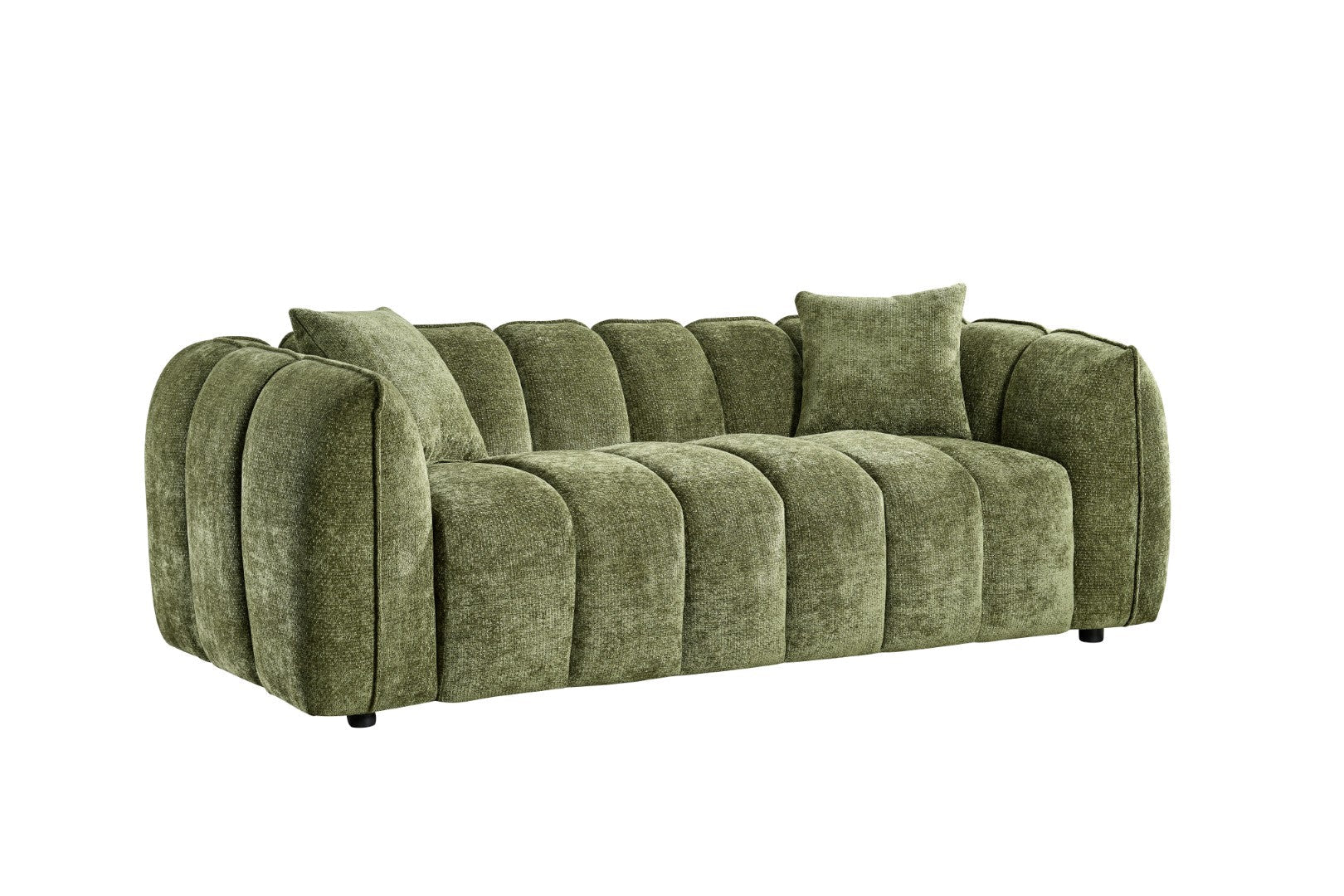 Luxurious Venice Olive Green Velvet 3-Seater Sofa - Tufted Design, Deep Cushions