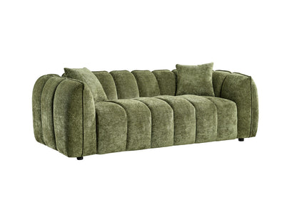 Luxurious Venice Olive Green Velvet 3-Seater Sofa - Tufted Design, Deep Cushions