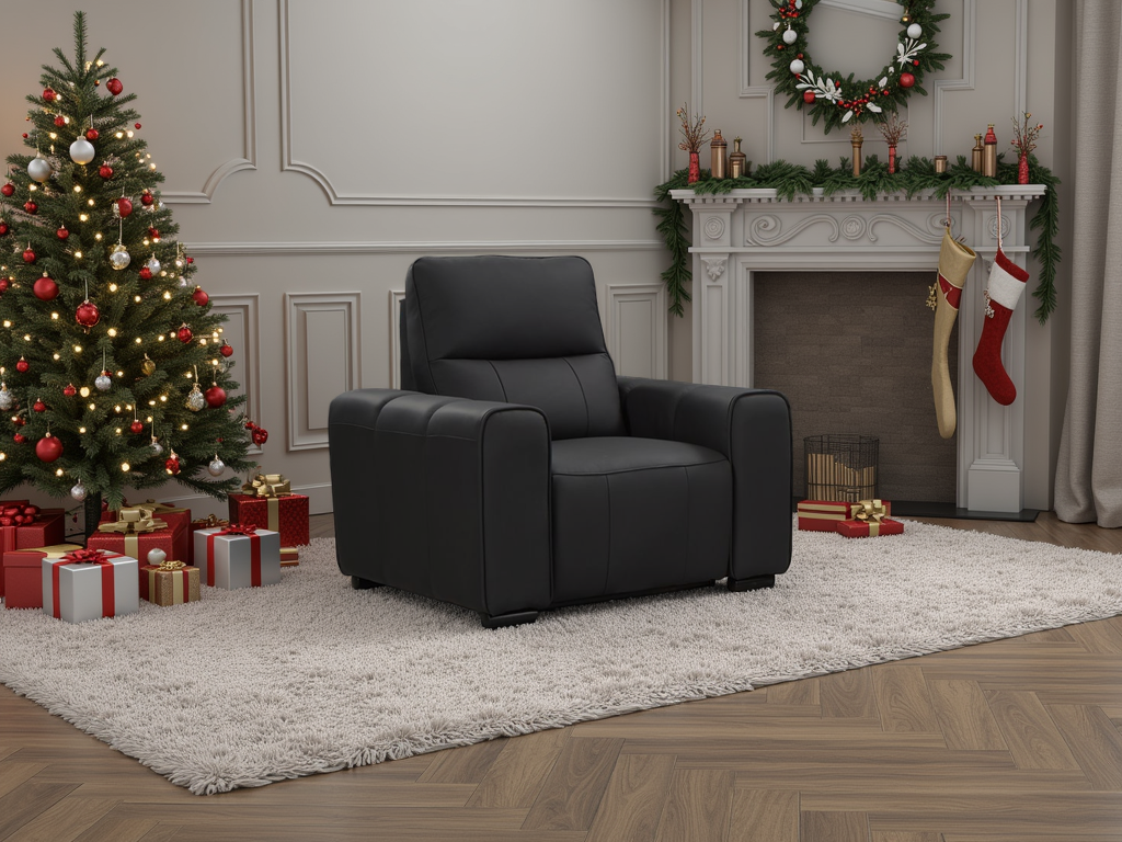 Bellagio Luxurious Black Genuine Leather Electric Recliner Armchair – Ultimate Comfort