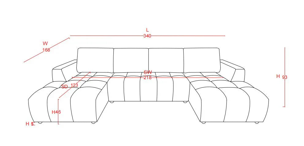 Shanghai Luxury U Shape Corner Sofabed