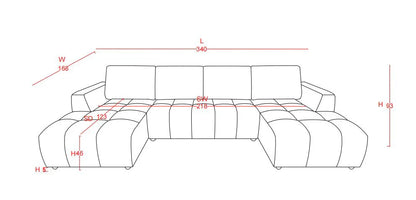 Shanghai Luxury U Shape Corner Sofabed