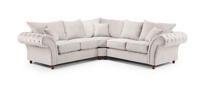Windsor Stone Large Corner Fullback Sofa with Button-Tufted Scroll Arms