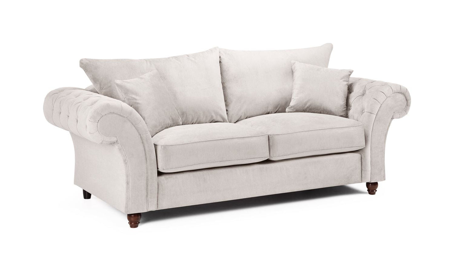 Windsor Fullback  3 Seater Sofa with Button-Tufted Scroll Arms