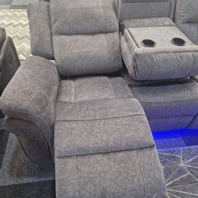 Berlin Fabric Electric Recliner Sofa 2 Seater With USB Ports, Led Lights & Cup Holders