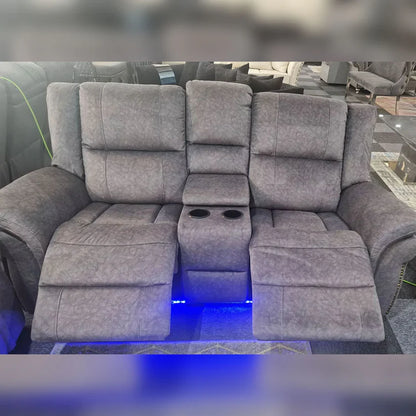 Berlin Fabric Electric Recliner Sofa 3+2 Seater With USB Ports, Led Lights & Cup Holders