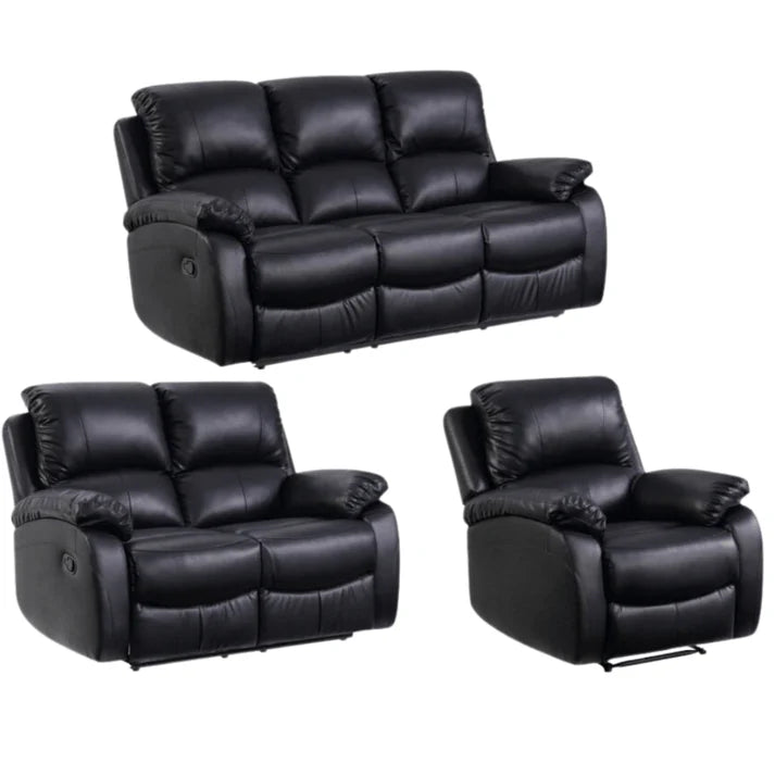 Roma 3 & 2 Seater Faux Leather Manual Recliner Sofa Sets and Armchair