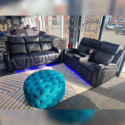 Florida Music Electric Recliners 3+2 Seater Leather Sofa, Blutooth Speakers, LED LIGHTS, USB CHARGER