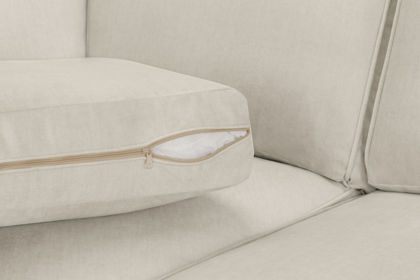Comfortable Funk Beige Fabric Universal Corner Sofa with Foam-Filled Cushions