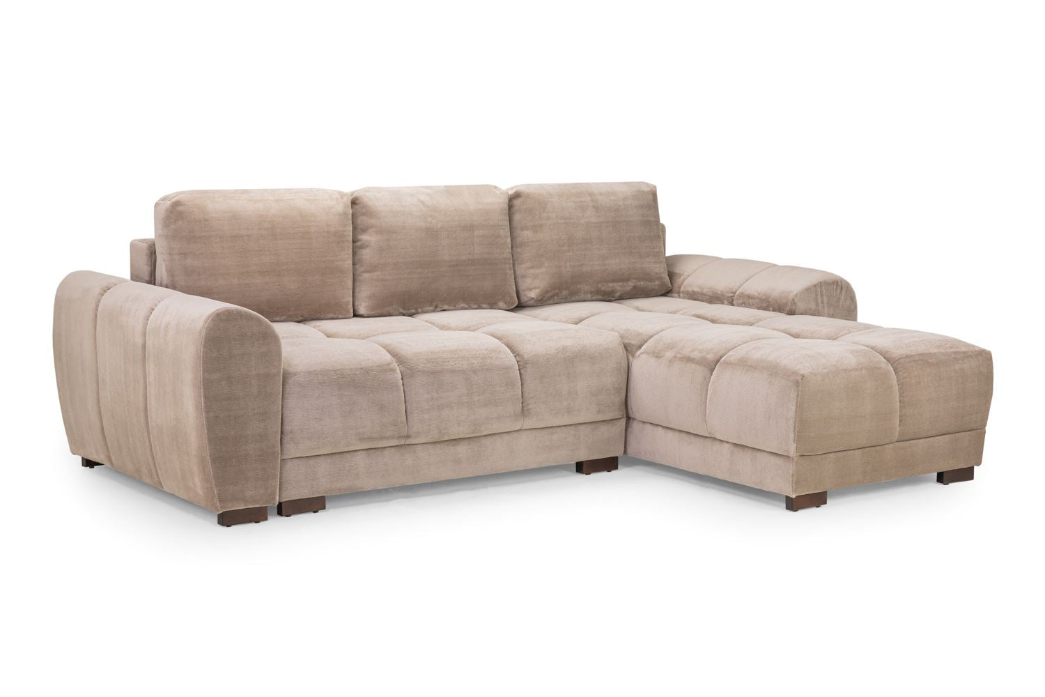 Azzuro Mocha Universal Corner Sofabed: Plush Velvet, Convertible Sofa with Storage