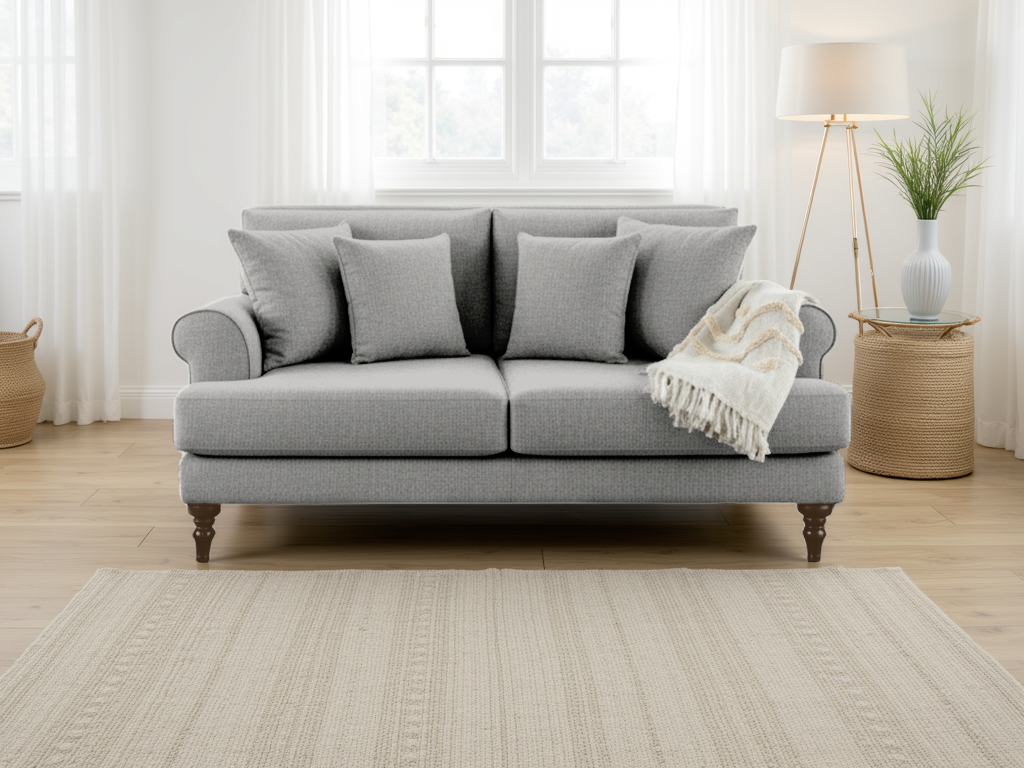 Comfortable Summer Legacy Beige Two-Seater Sofa with Anti-Slip Cushions
