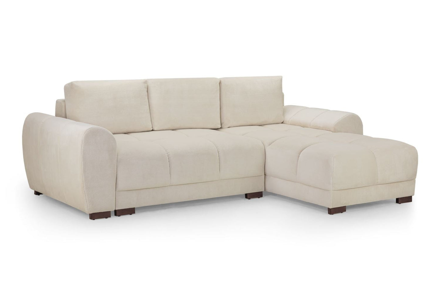 Azzuro Cream Plush Universal Corner Sofabed: Storage & Convertible Design