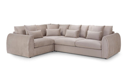 Mirabel Mocha Velvet Left Hand Facing Corner Sofa - Spacious Comfort Seating