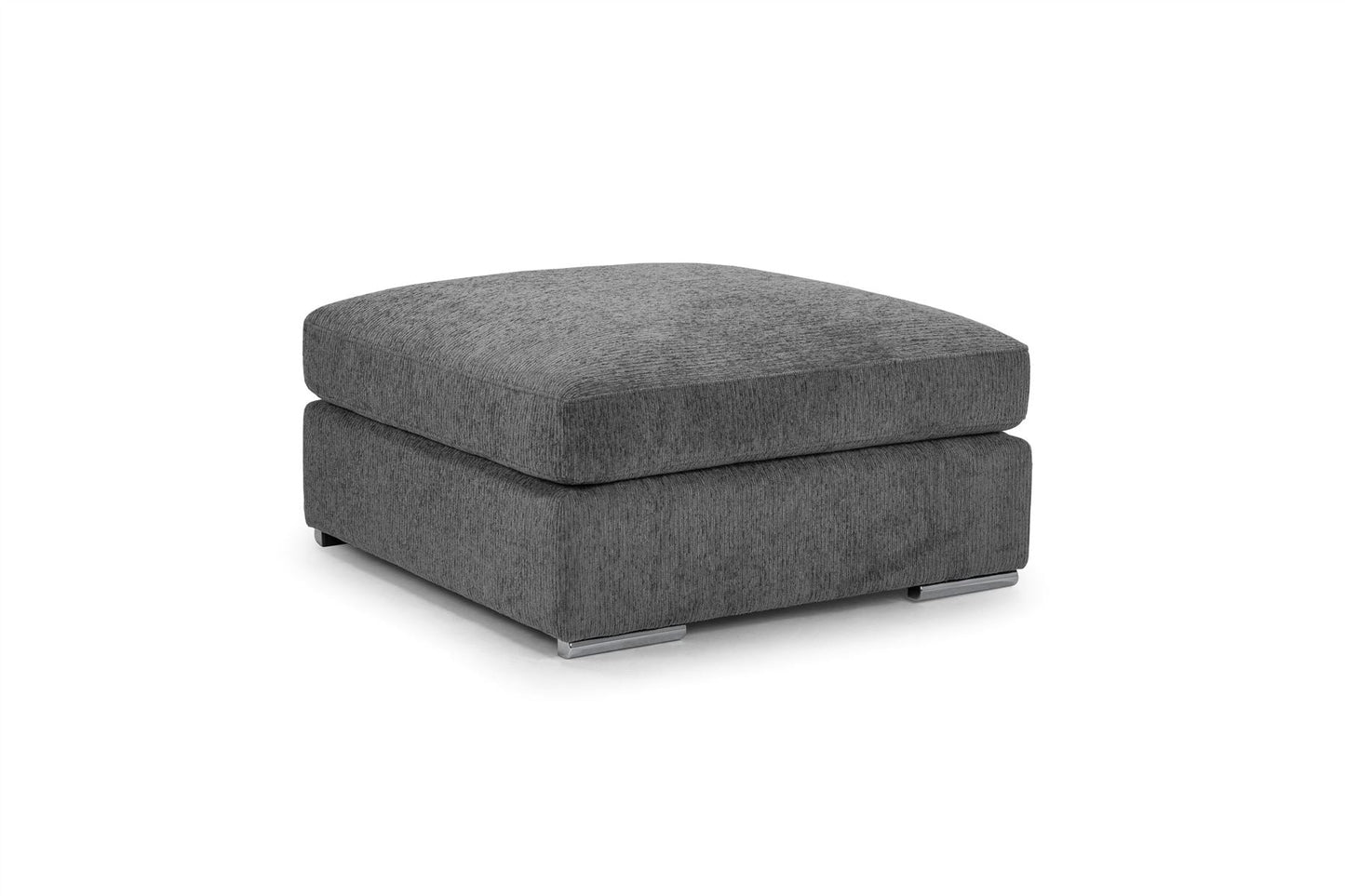 Luxurious Naples Grey Chenille Sofa Footstool with Removable Cushion Covers