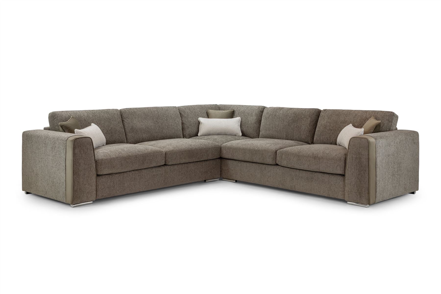 Naples Mocha Large Corner Sofa: Plush Fabric, Spacious Family Seating, Ultimate Comfort