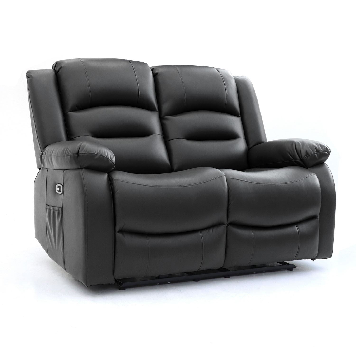 Alva Black Electric Recliner Sofa: USB-C, Cup Holders, Plush Faux Leather