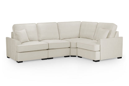 Comfortable Funk Beige Fabric Universal Corner Sofa with Foam-Filled Cushions