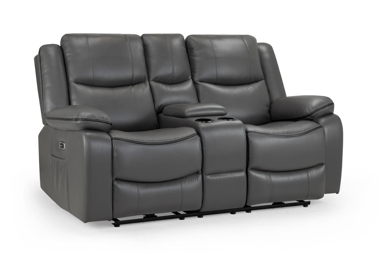 Harald Electric Recliner Sofa: Plush Grey 2-Seater, High-Back Comfort