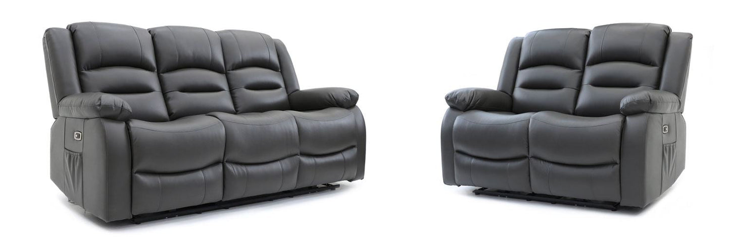 Alva Grey Electric Recliner Sofa 3+2 Set with USB-C, Storage