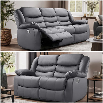 Roma 3 & 2 Seater Faux Leather Manual Recliner Sofa Sets