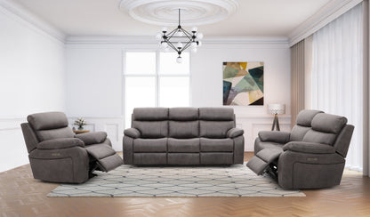 Oregon 3, 2 & 1 Electric Reclining Leather Sofa Set with USB Ports