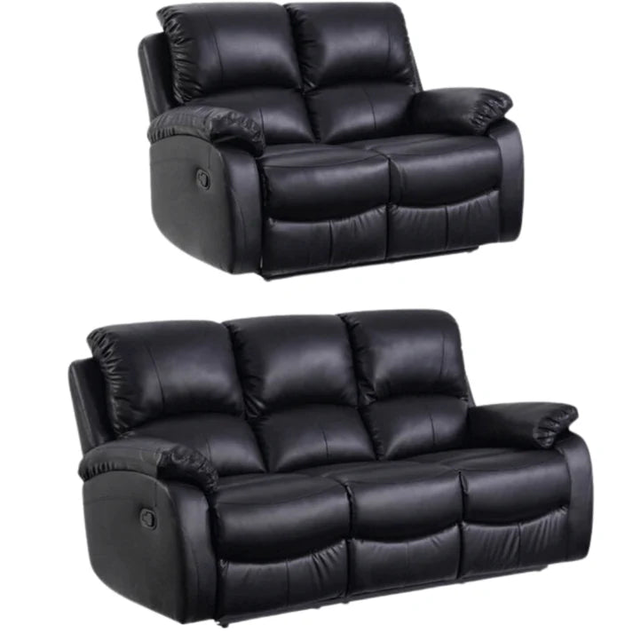 Roma 3 & 2 Seater Faux Leather Manual Recliner Sofa Sets
