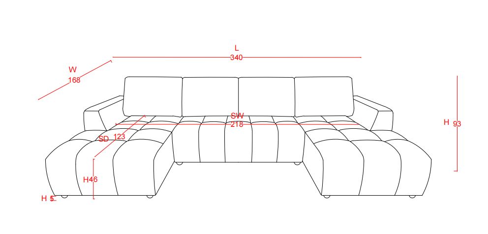 Shanghai Luxury U Shape Corner Sofabed