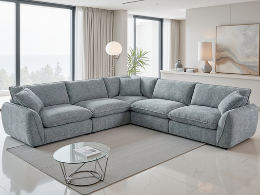 Luxurious Grey Berlin Large Corner Sofa - Cloud Comfort, Stylish Design